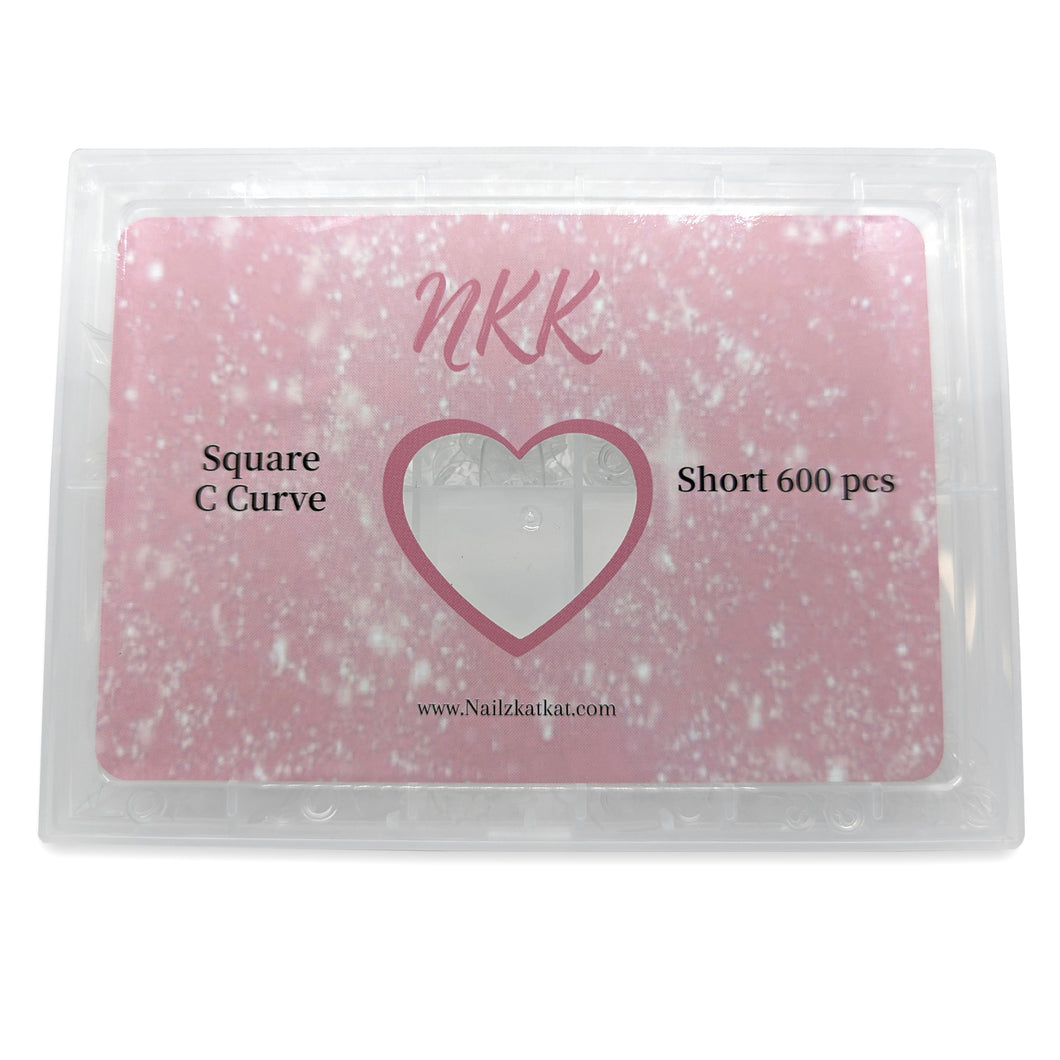 Square C-Curve Short Half-Covered Nail Tips