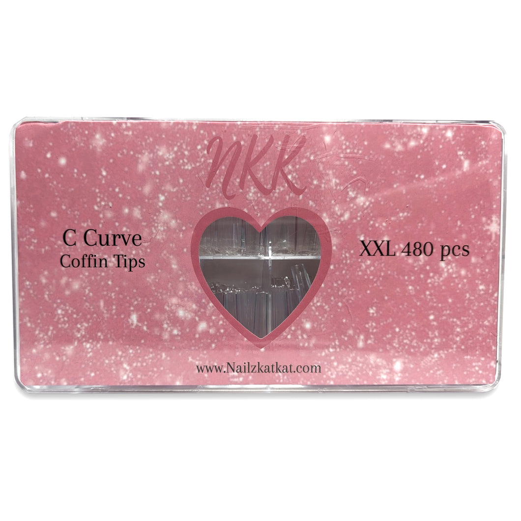 2XL C-Curve Coffin Half-Covered Nail Tips