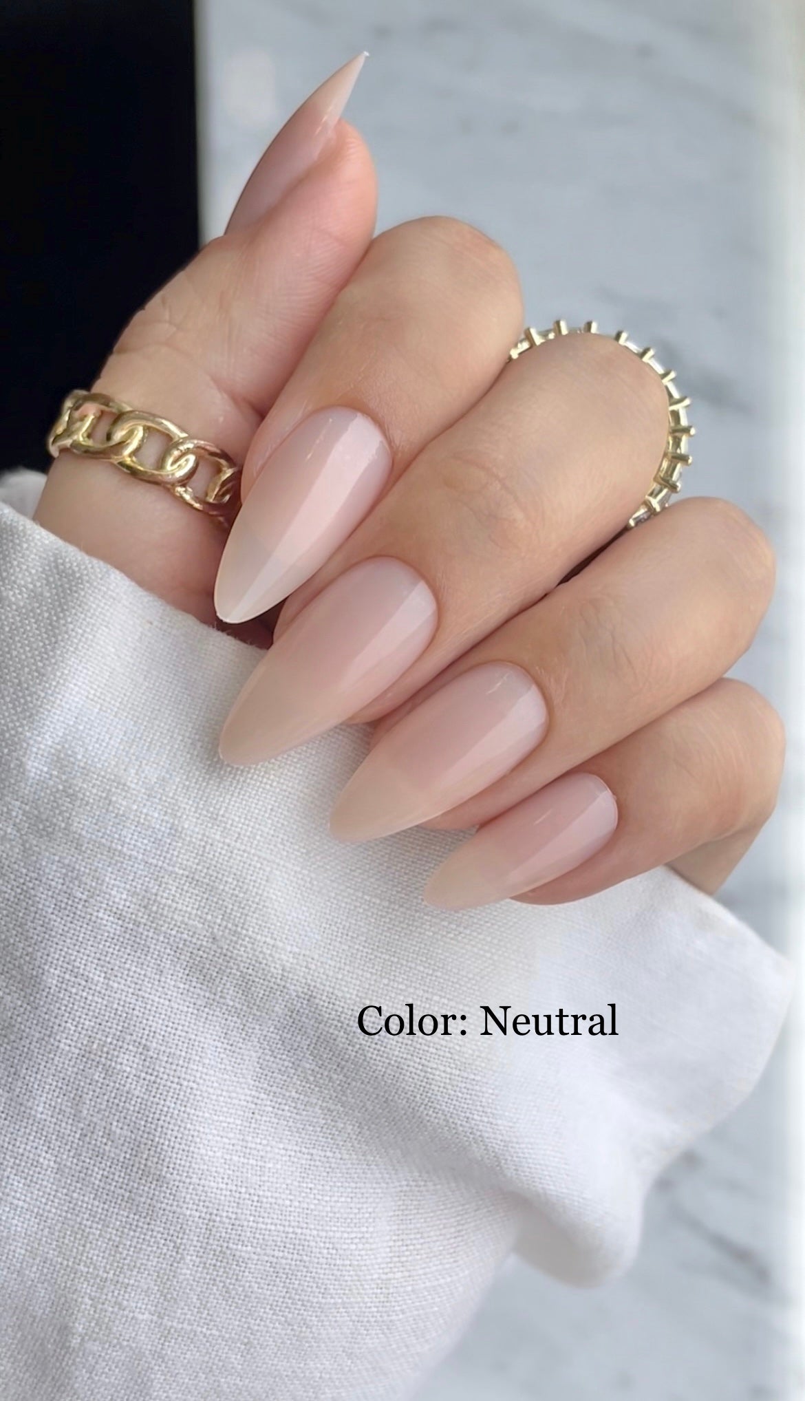 Elegant Neutral Short Almond Nails